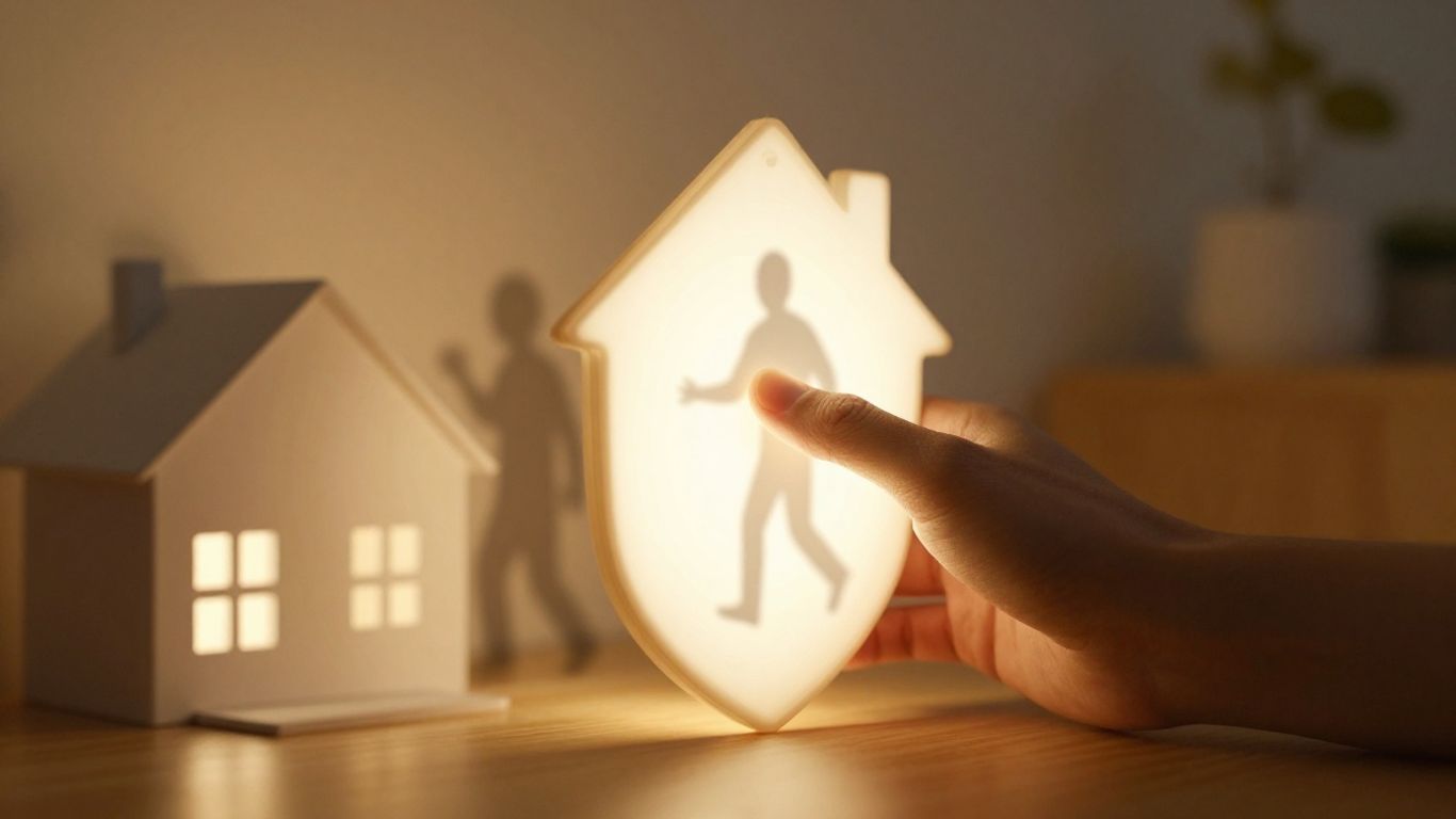 Casa protegida contra intrusos con un escudo de seguro.