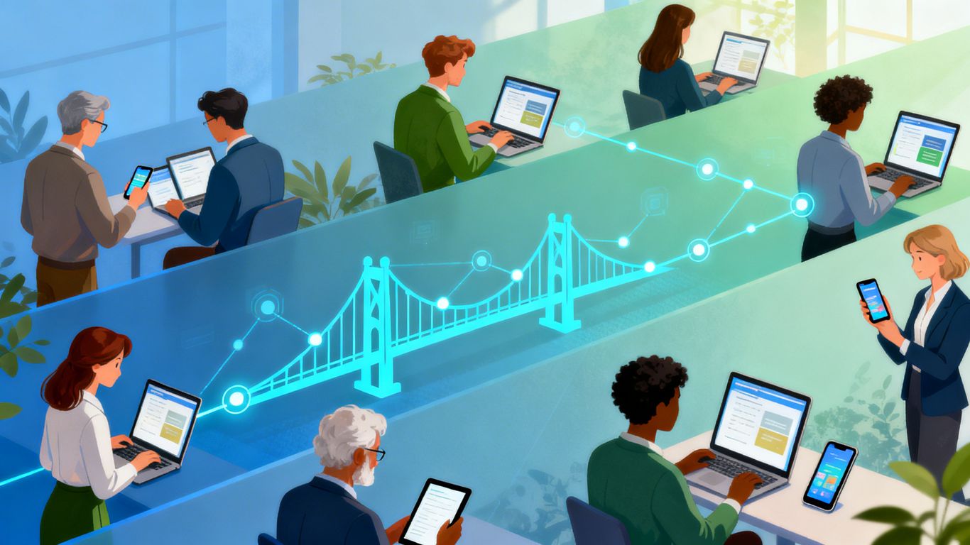 Professionals learning online, bridging skills gap.