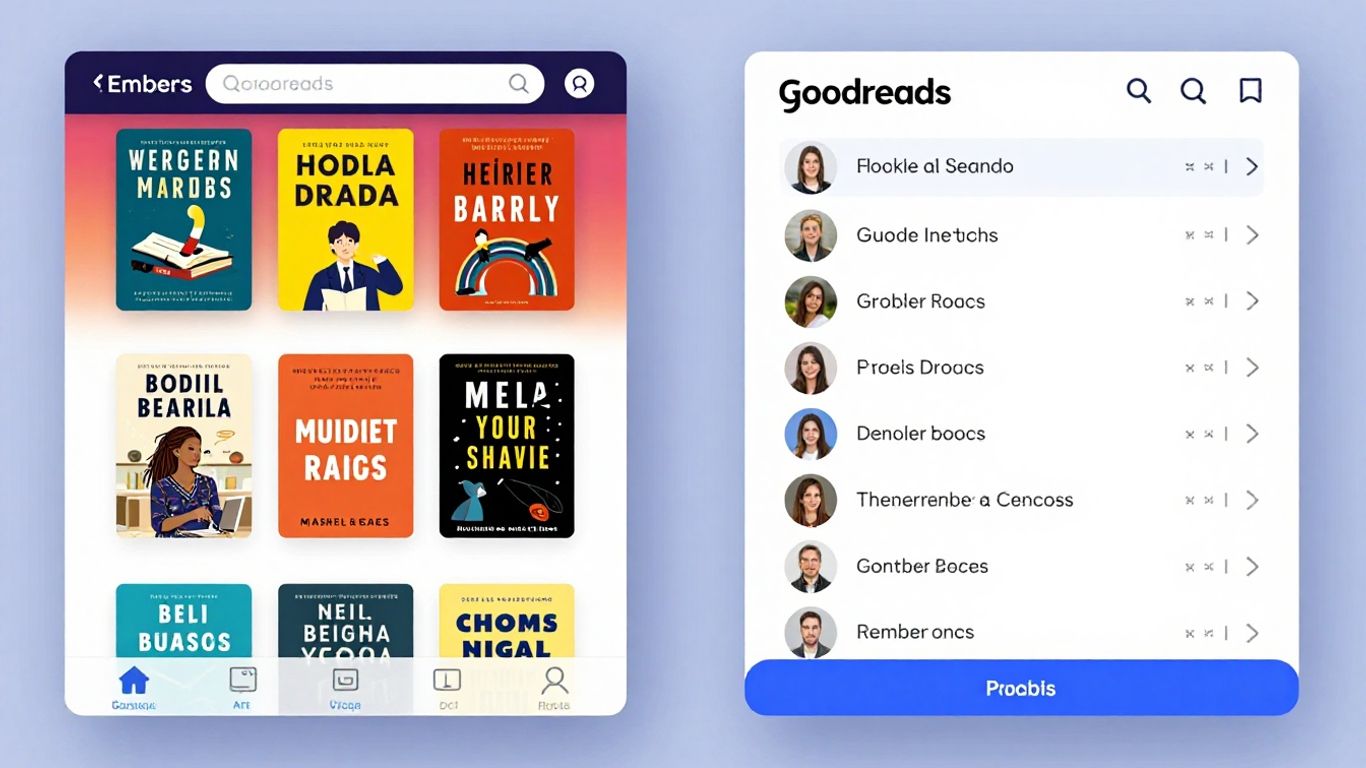 EmberReads and Goodreads interfaces side-by-side comparison.