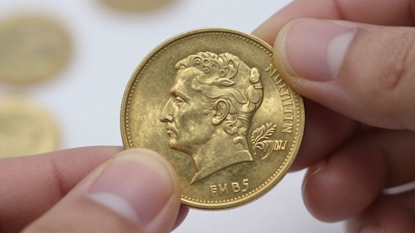 Main d'une personne tenant une pièce d'or