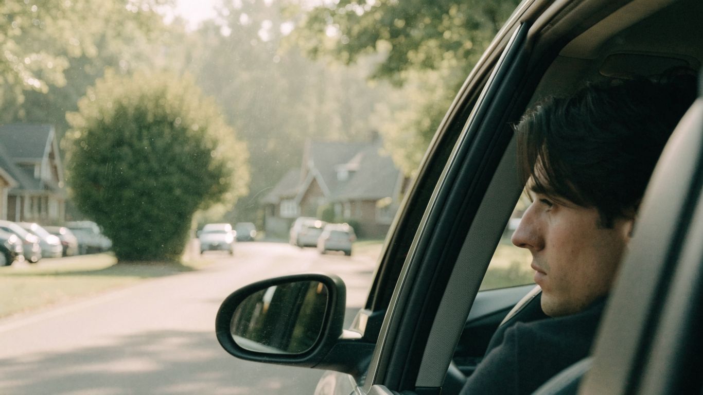 Driver comparing a car on an everyday road