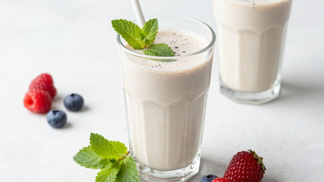 Herbalife shake with mint and berries.