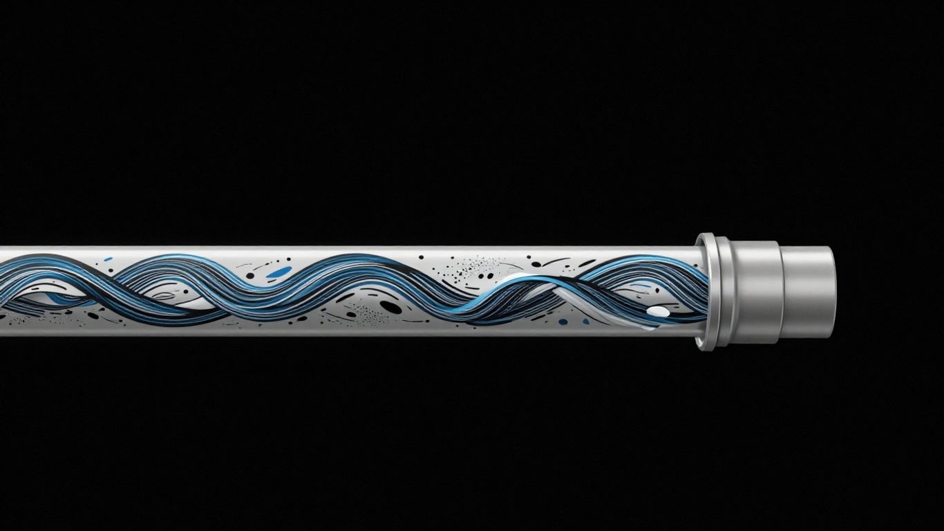 Flowing pipe with a cap indicating volume limits.