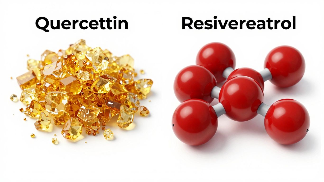 Quercetin and resveratrol compounds combined visually.