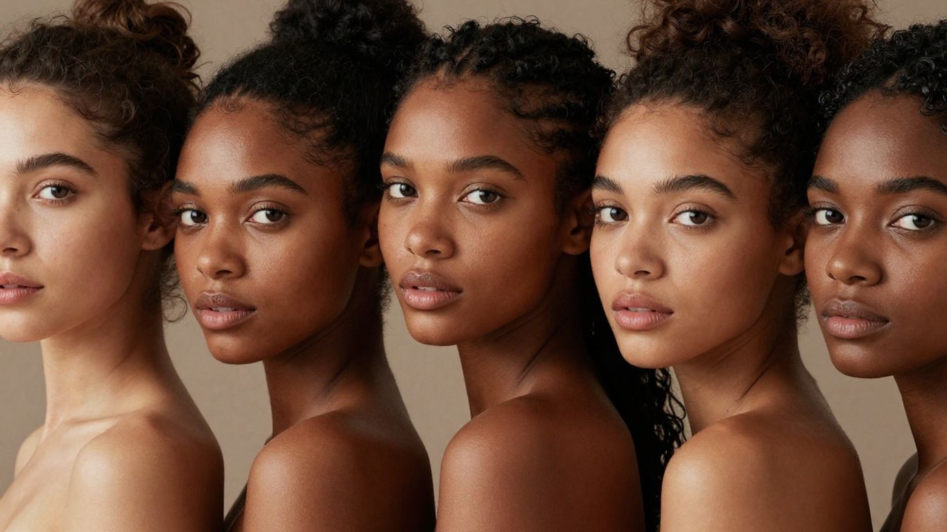 Diverse skin textures with glowing complexions