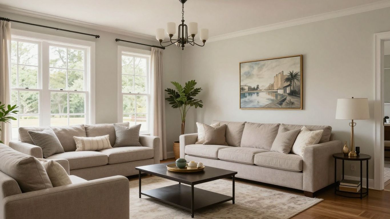 Modern living room in a renovated Suwanee home.