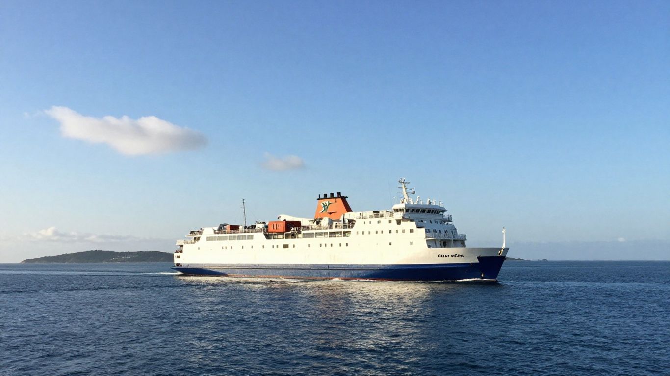 Ferry sailing across the sea to Belfast.