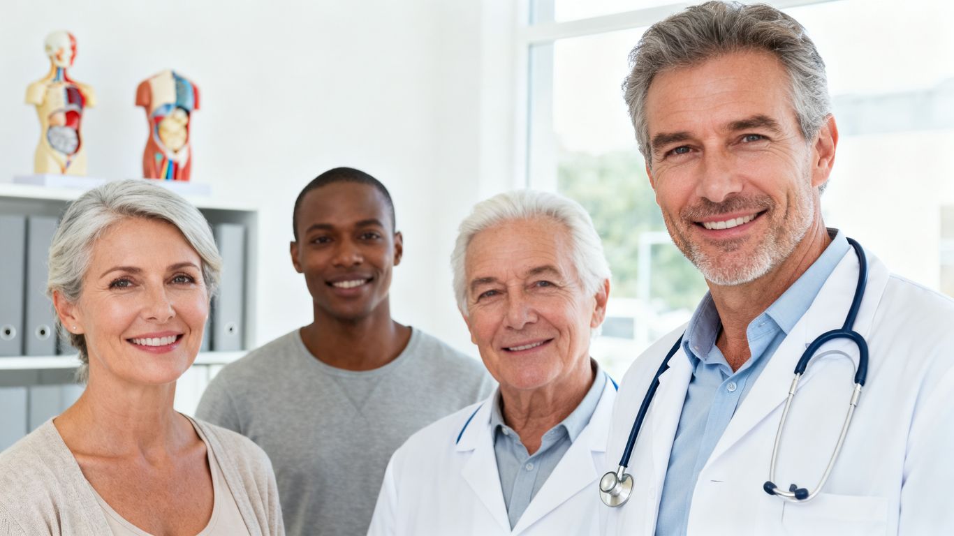 A diverse group of adults outdoors