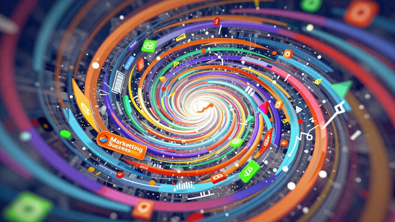 Engagement analytics for campaigns. Abstract digital elements suggesting marketing growth and success.