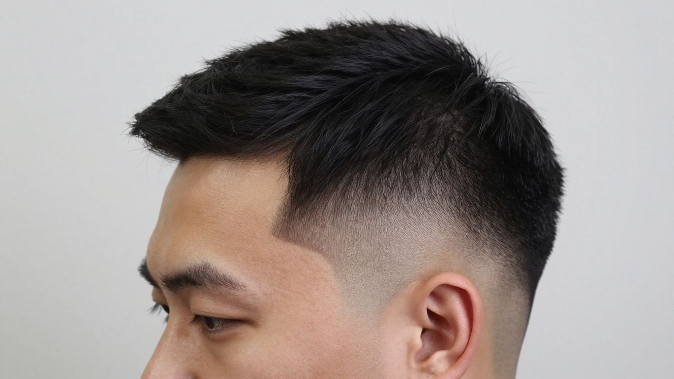 Man with a clean black taper fade hairstyle.