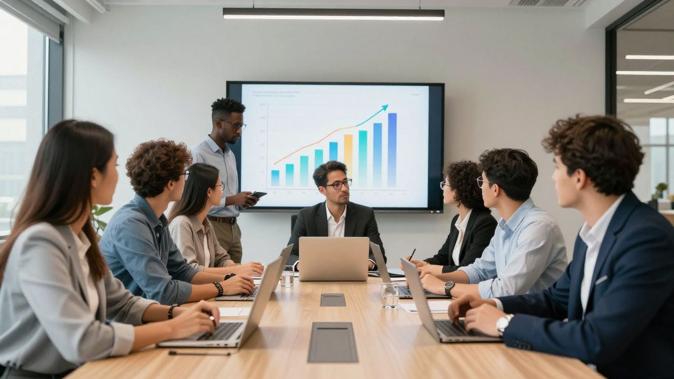 Team collaborating for marketing growth