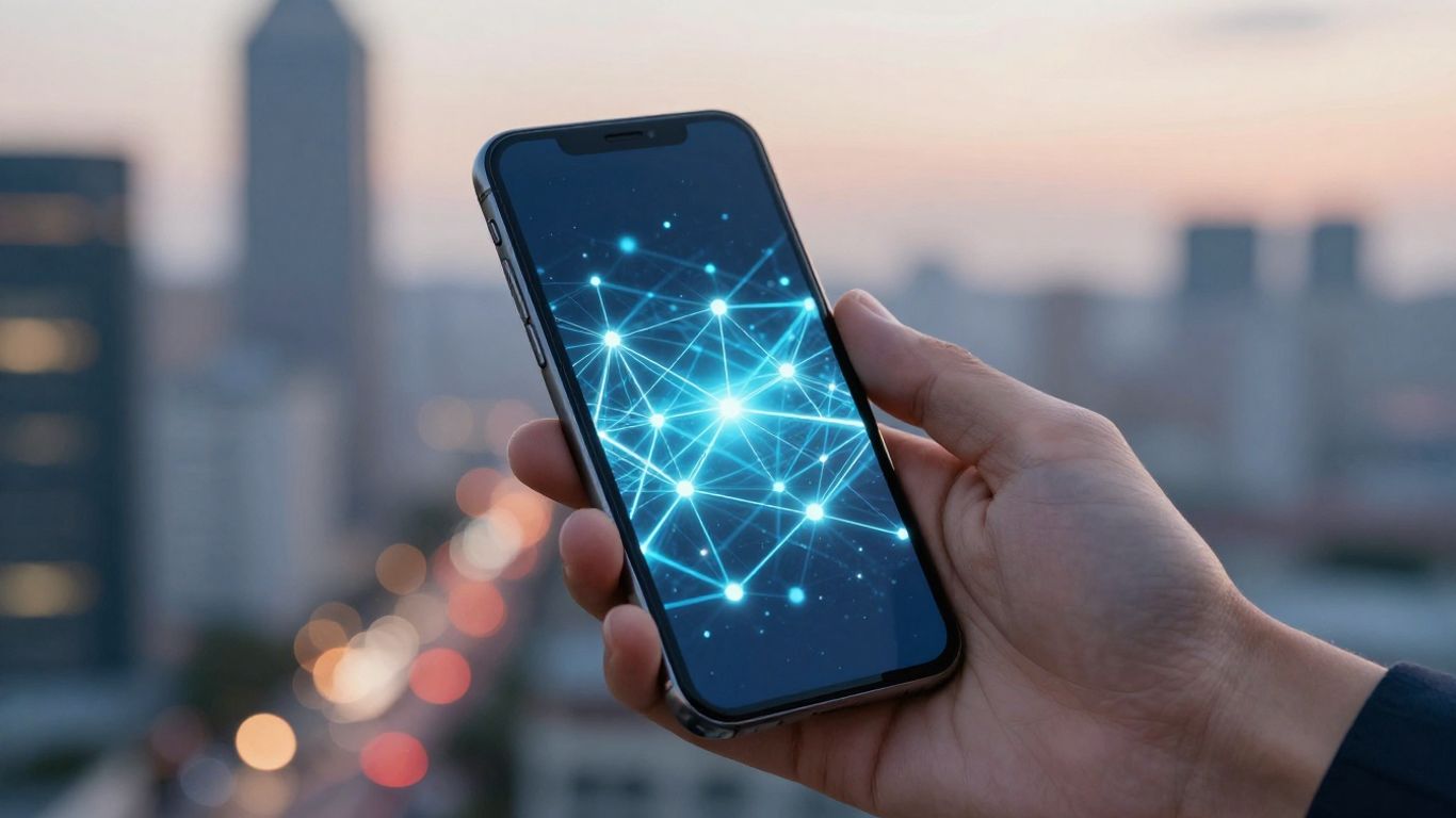 Journalist using smartphone for outreach