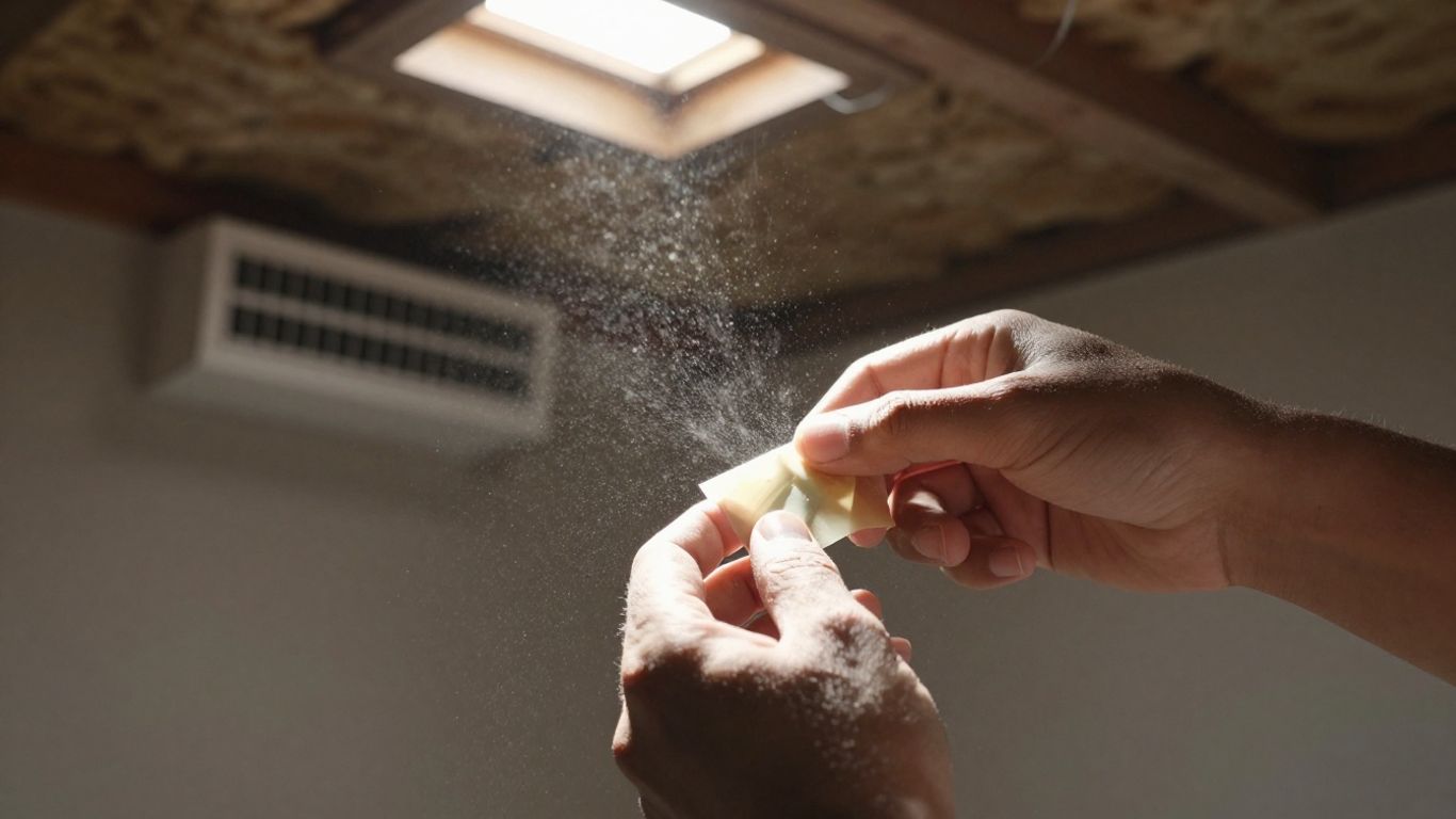 Hands sealing an air duct with tape for better airflow.