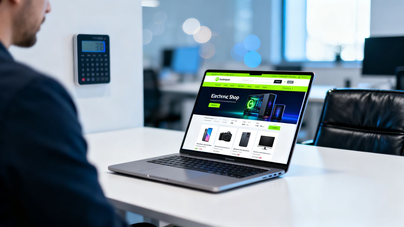 Online shopping storefront on computer screen