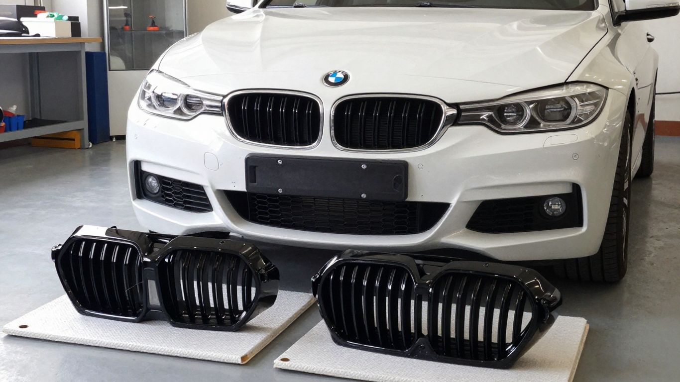 BMW kidney grille beside matching vehicle front