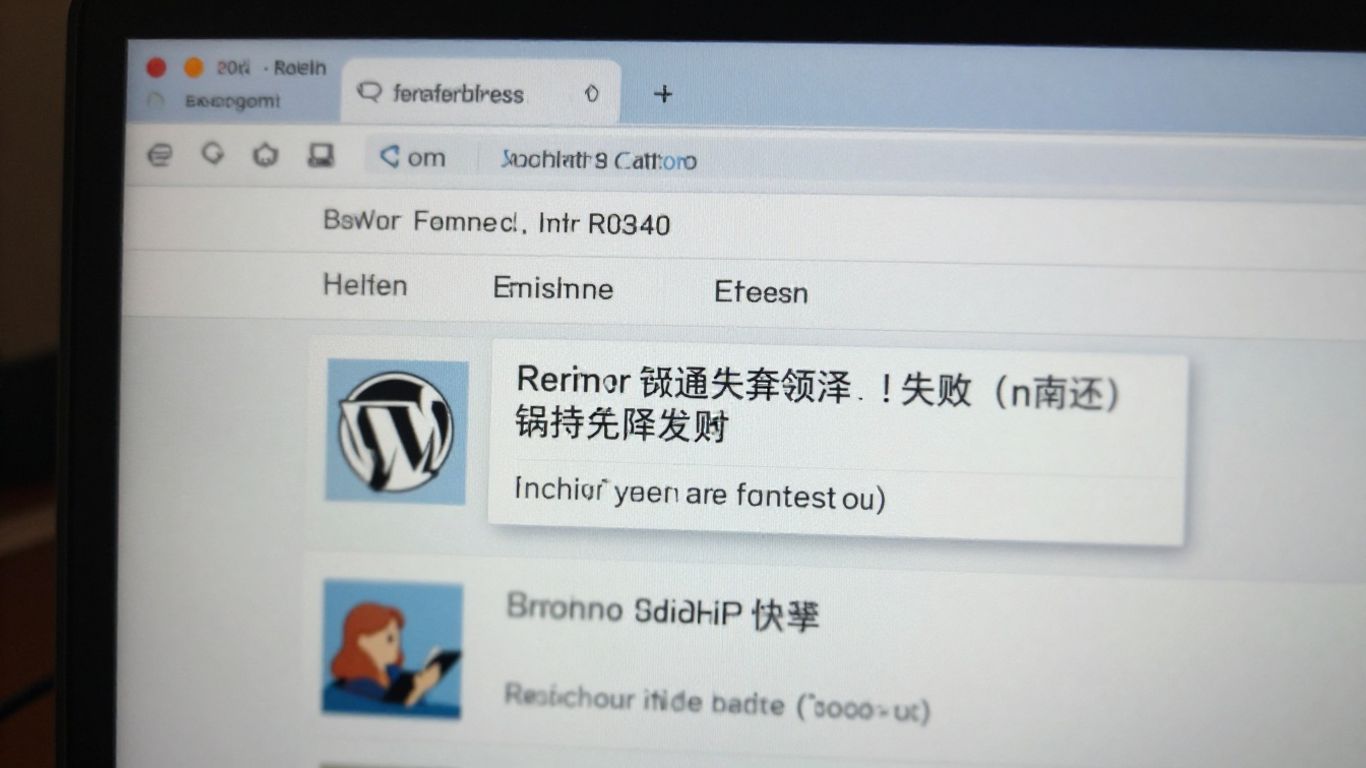 Erreur de traduction impossible sur un écran d'ordinateur WordPress