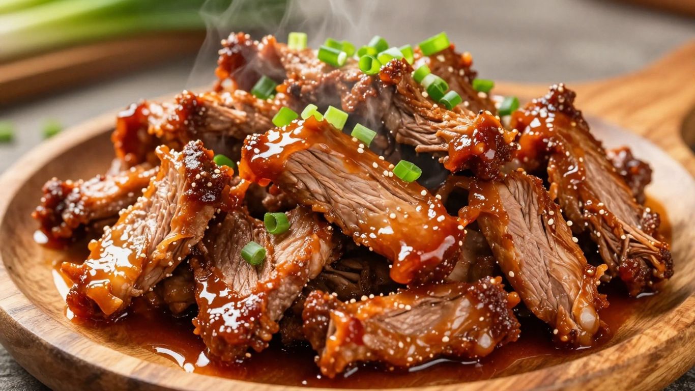 Shredded BBQ pork in a slow cooker