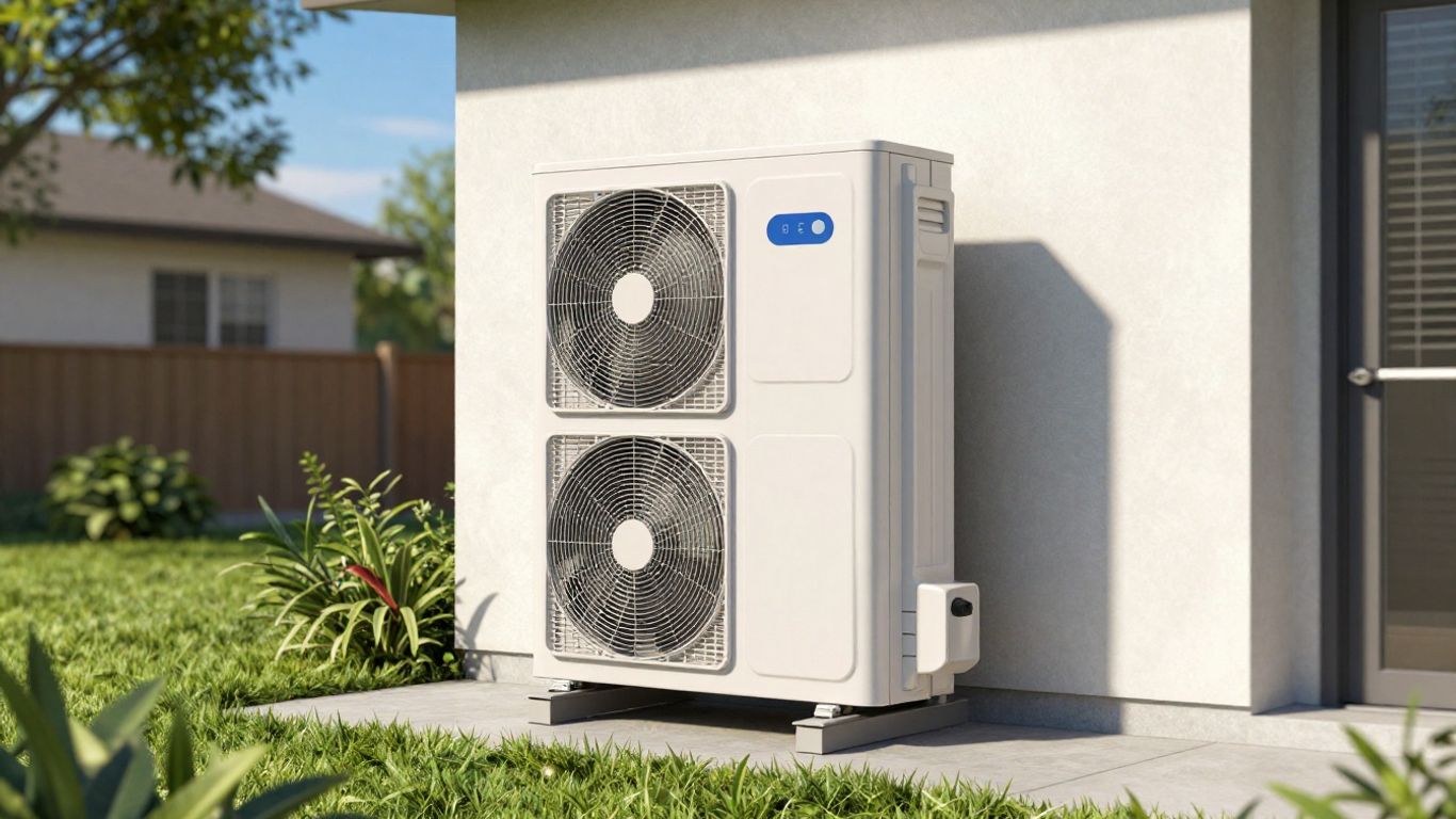 Heat pump installation on a Sacramento home exterior.