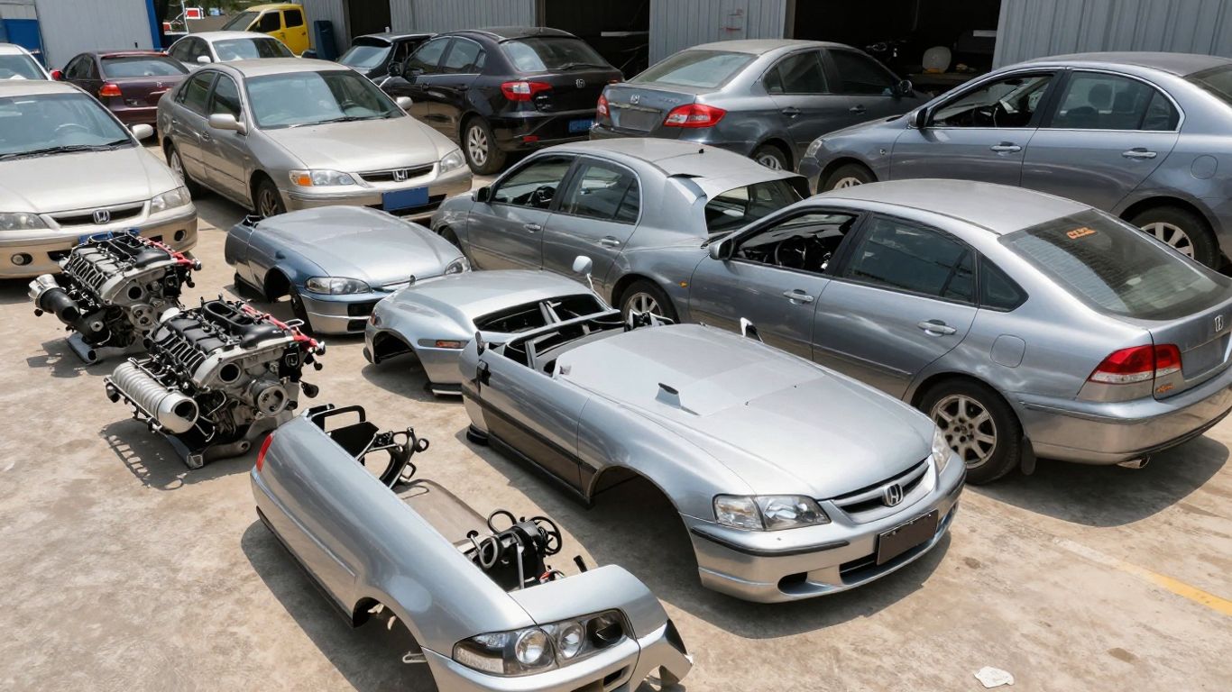 Honda car parts at a Sydney wrecking yard.