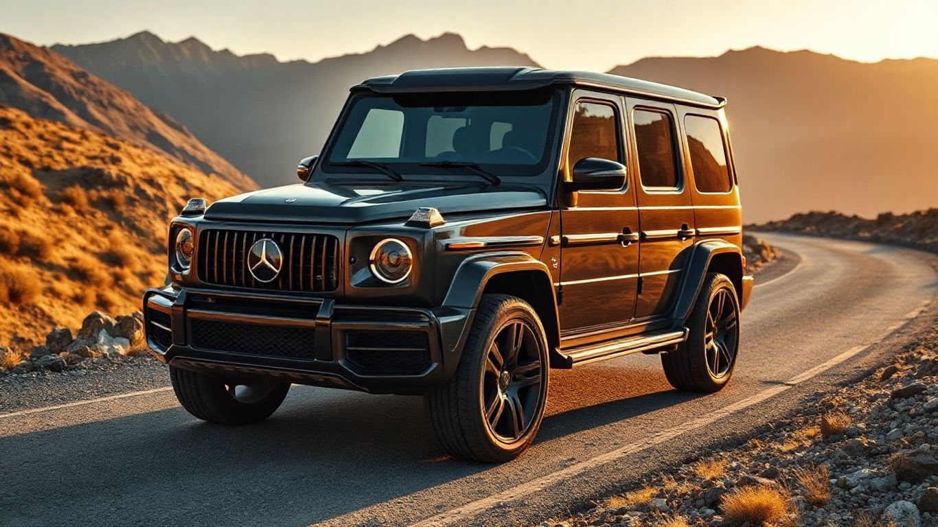 Mercedes G63 on a scenic mountain road.