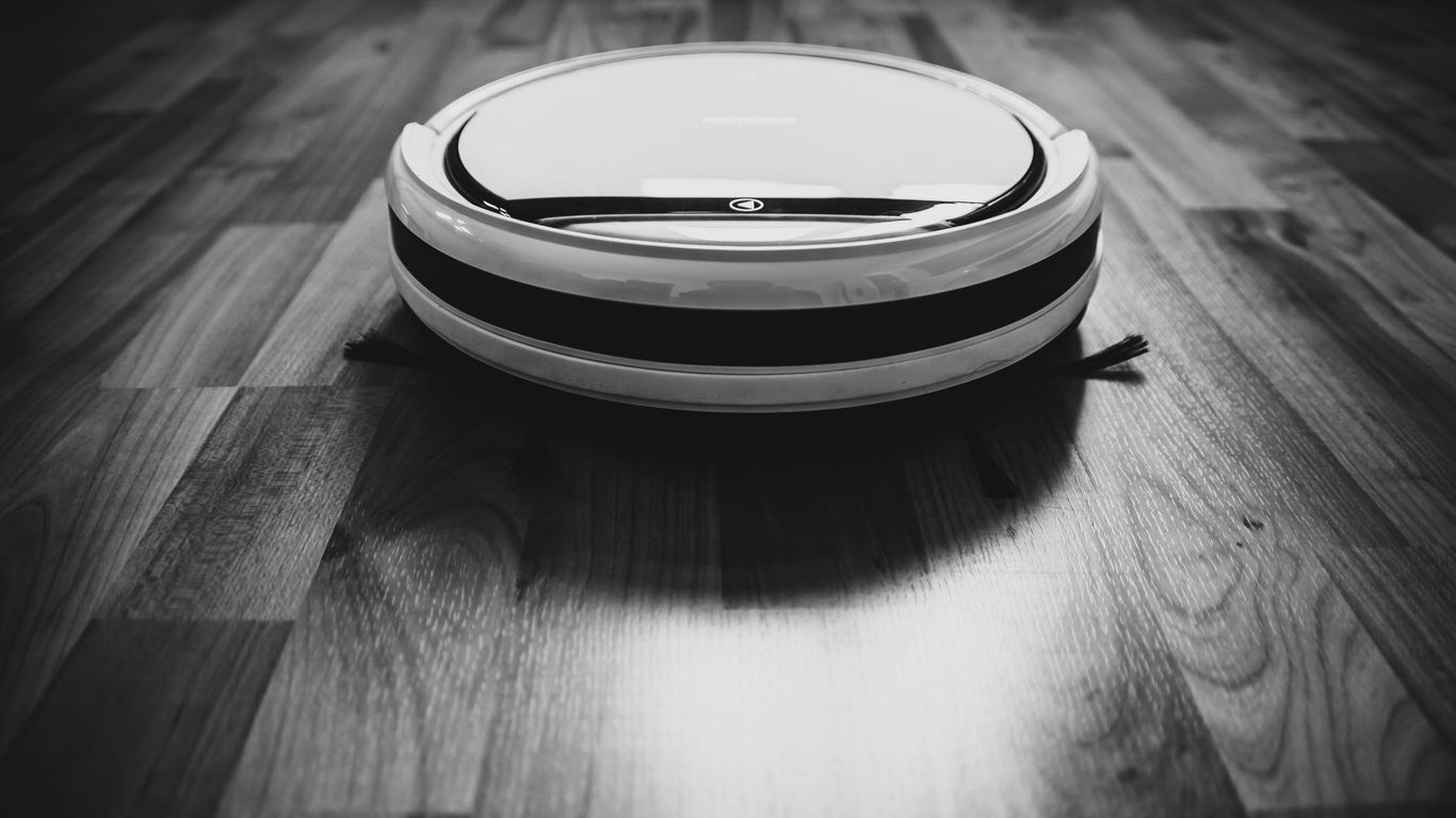 black and white round device