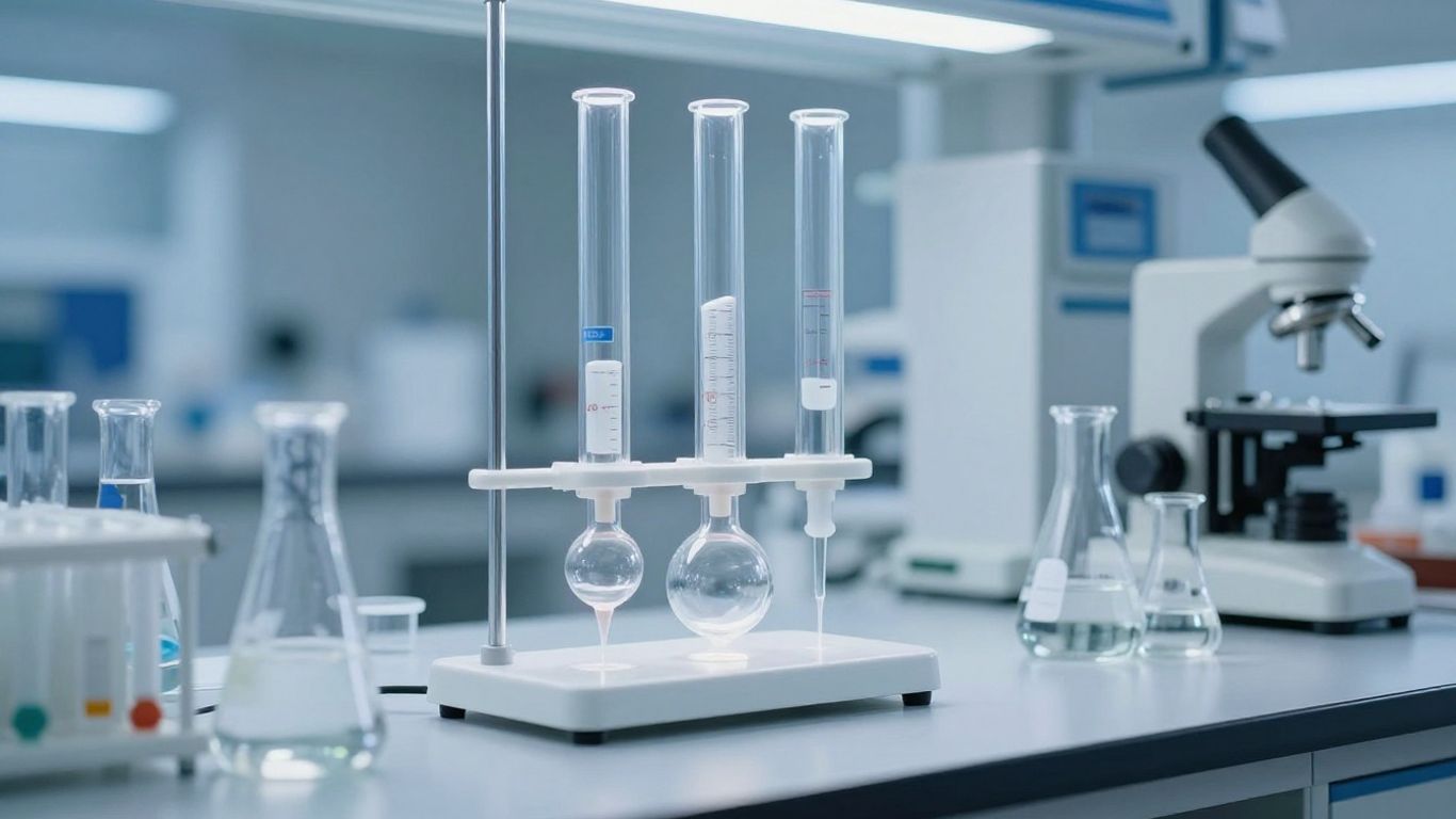 Aparato de ensayo en laboratorio con luces brillantes