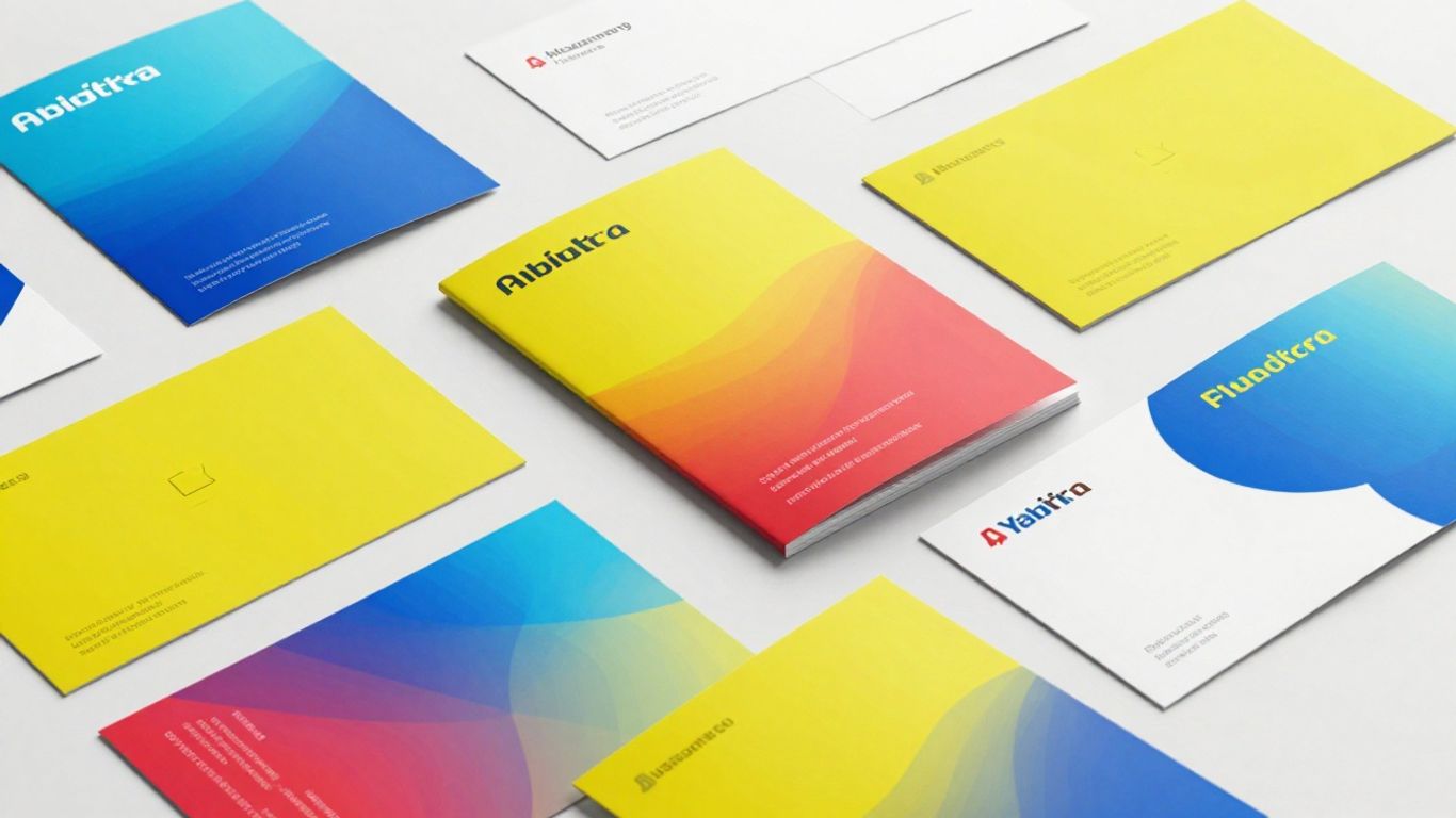 Materiale de marketing cu design modern și culori vibrante. designul materialelor de marketing