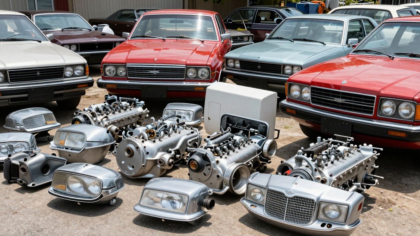Chrysler car parts at a Hobart wrecking yard.
