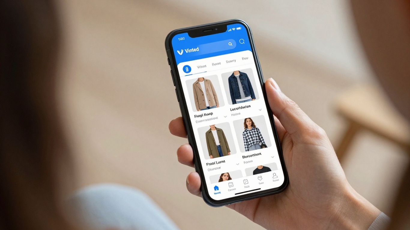 Vinted app on a smartphone, ready for shopping.