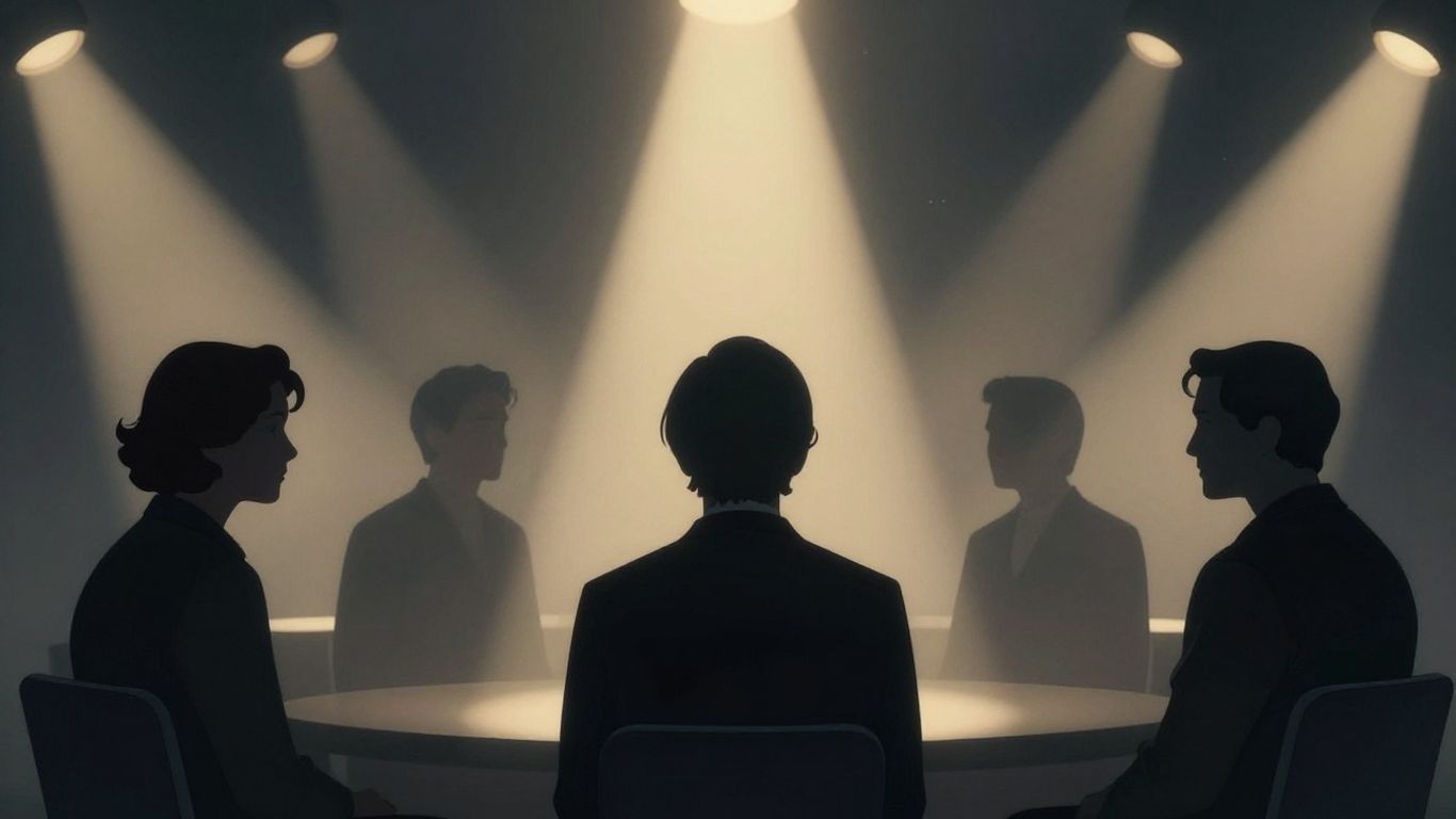 Ethereal spotlights on celebrity silhouettes, remembering lost stars.