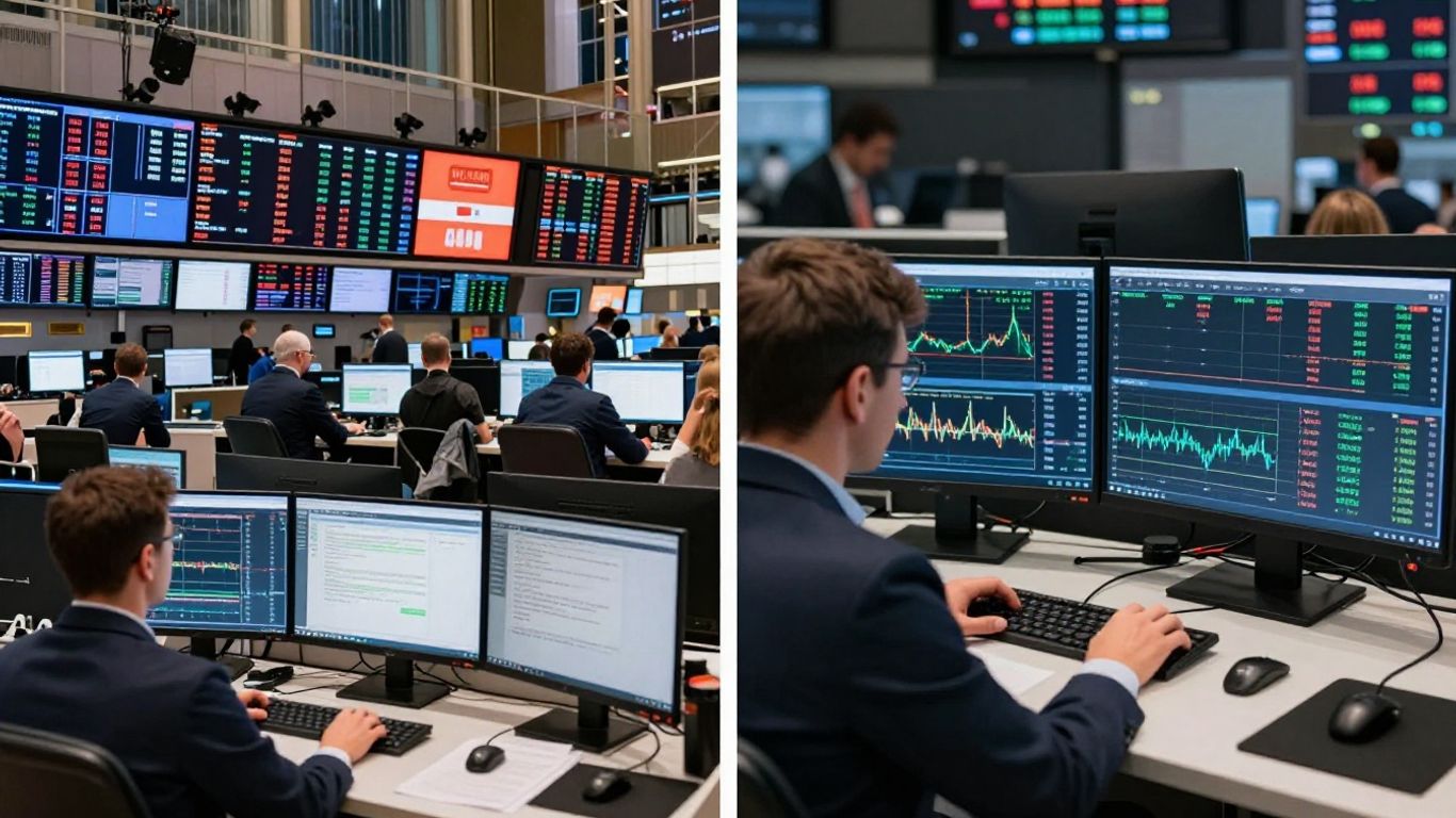 Forex and stock trading comparison visual