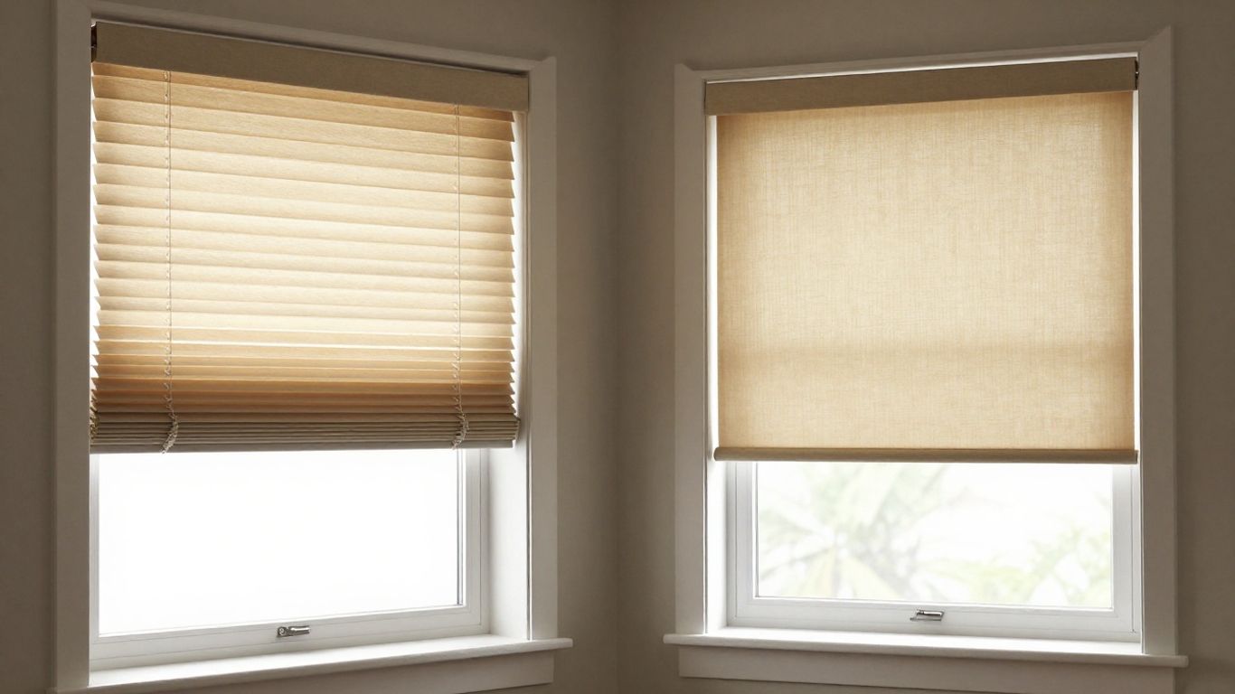 Blinds vs. shades in a home window.