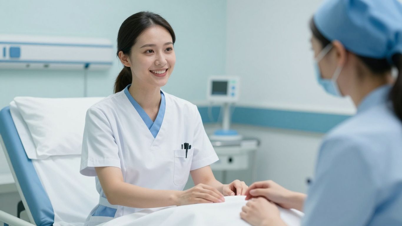 Pflegekraft gibt Patientin ein Lächeln