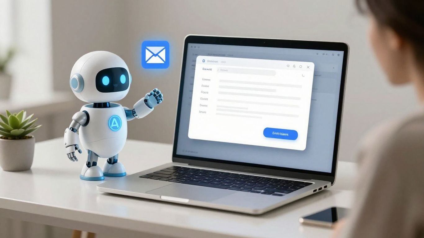 Personne utilisant ChatGPT pour répondre à un email.
