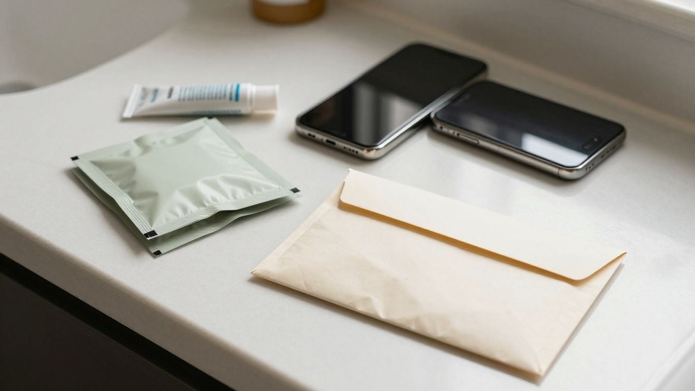 A neatly arranged lubricant sample package