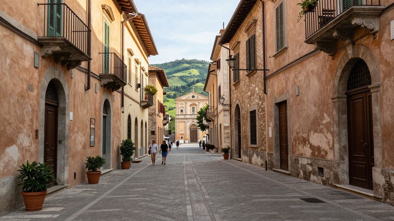 Macerata streets leading towards historic arena