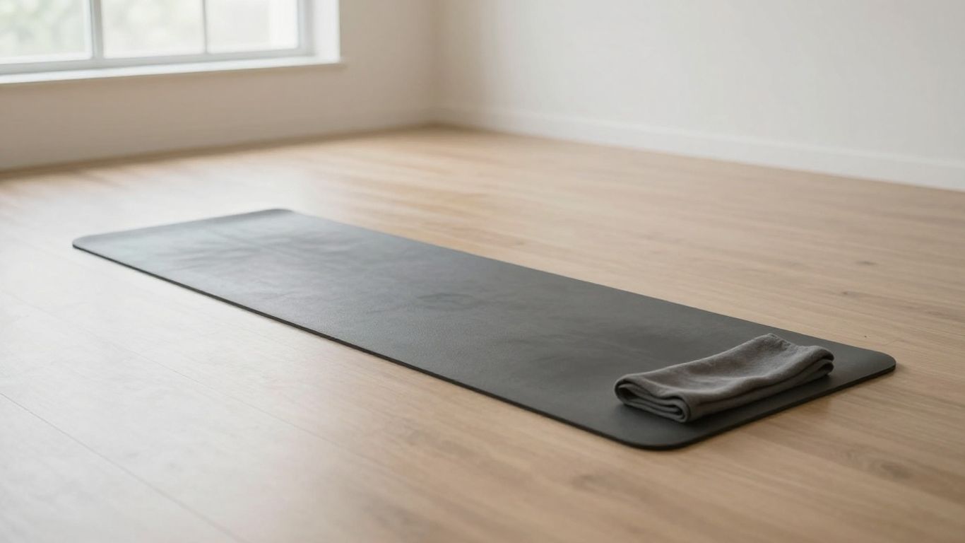 Yoga mat laid out in a bright open studio