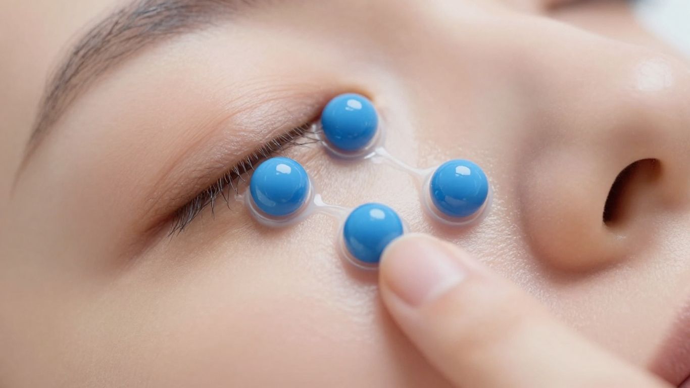 Glowing skin with blue copper peptide molecules.