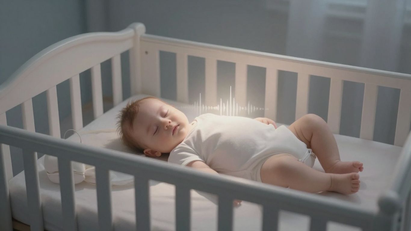 Bebé durmiendo plácidamente con sonido blanco.