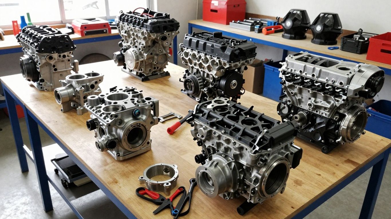 Used Subaru engines in a workshop setting