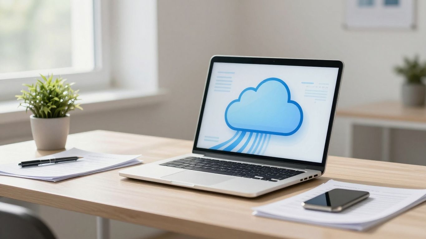 Data streams flowing into a cloud icon.