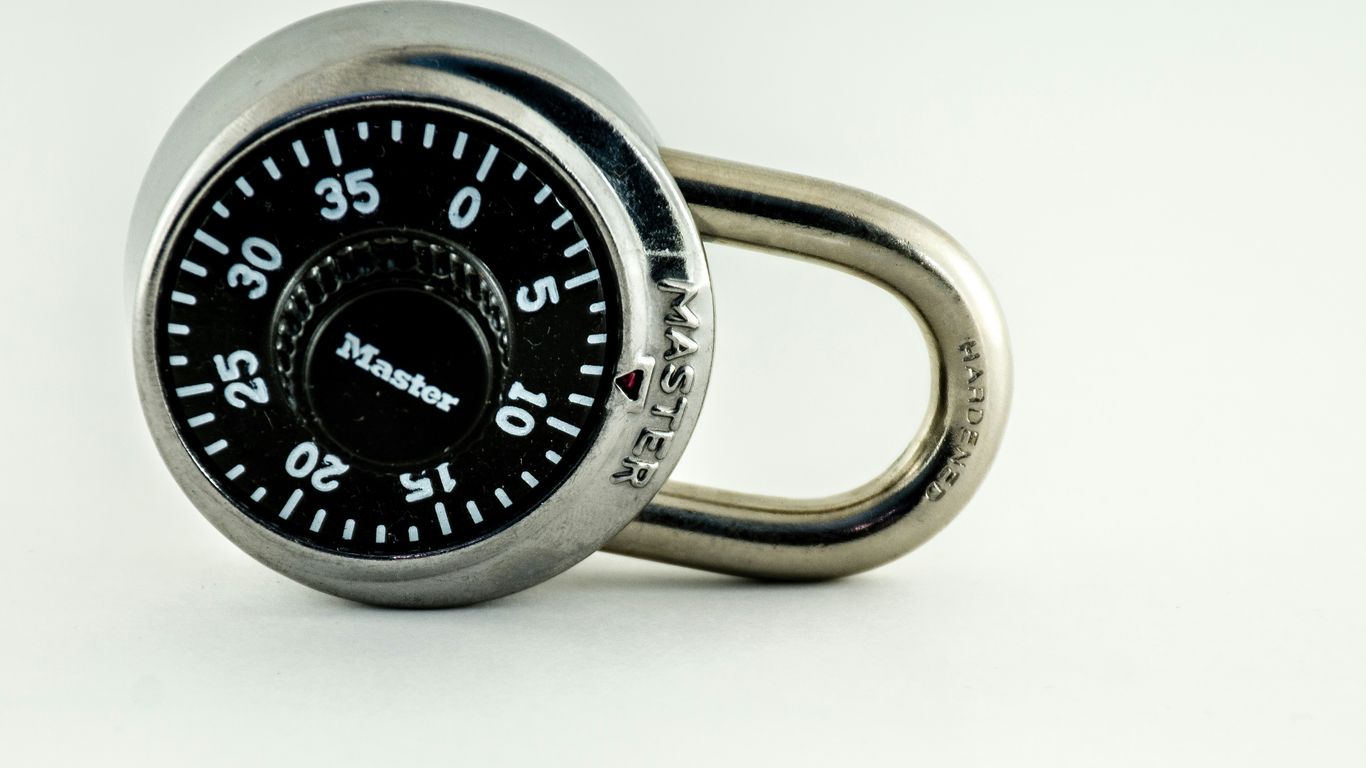 silver and black combination lock