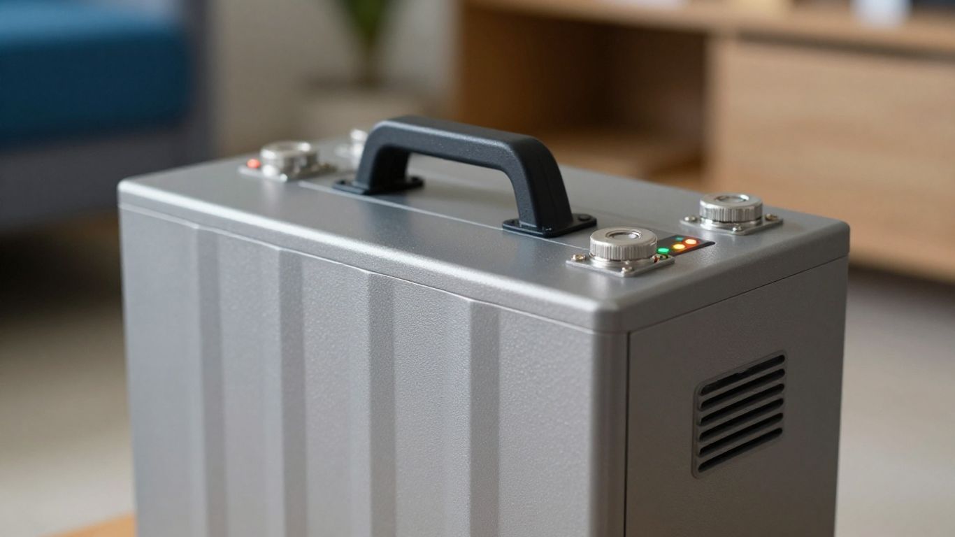 Batteria per autoconsumo domestico con indicatori luminosi.