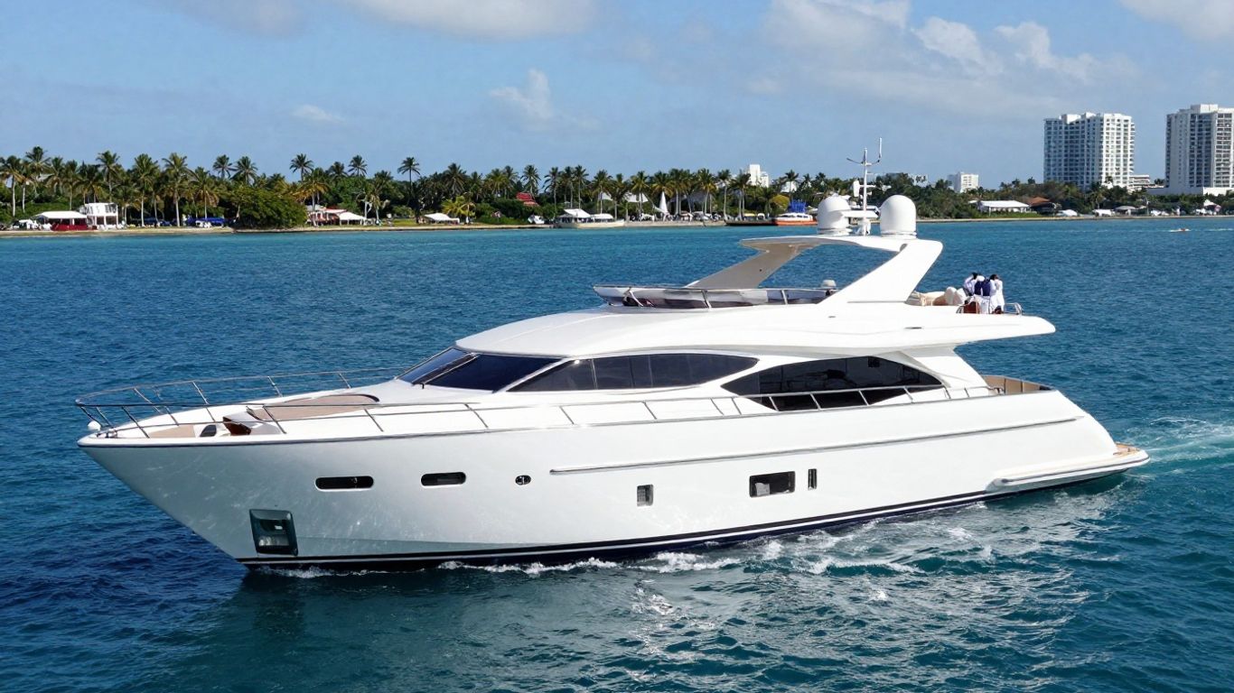 Luxury yacht rental in Miami for a large group.
