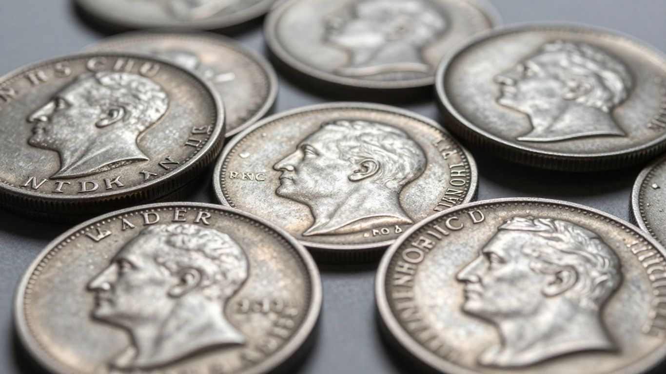 Silver war nickels close-up