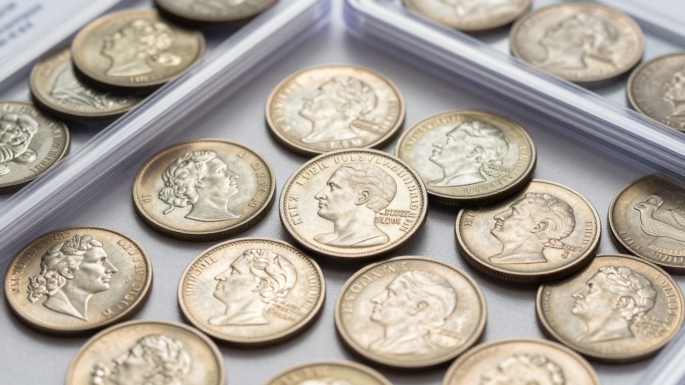 Uncirculated coin sets with crisp details and mint luster.