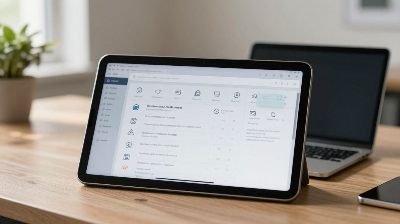HVAC business software comparison on a tablet screen.