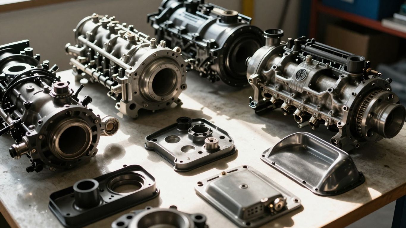 Skoda car parts laid out for sale.