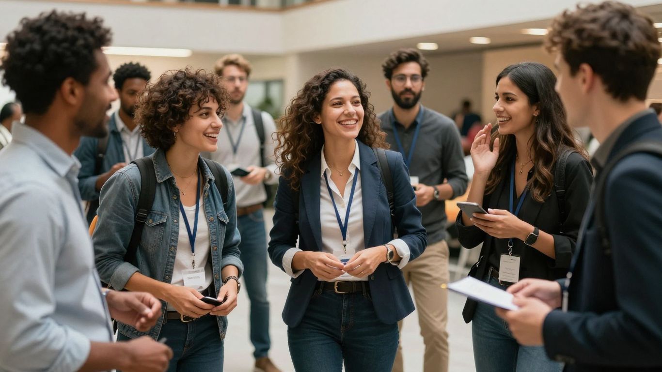 Personas conectadas globalmente en un entorno de negocios dinámico.