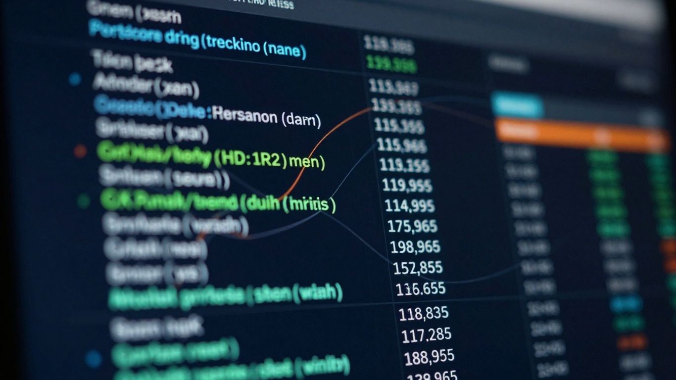 Website performance data visualization with glowing lines.